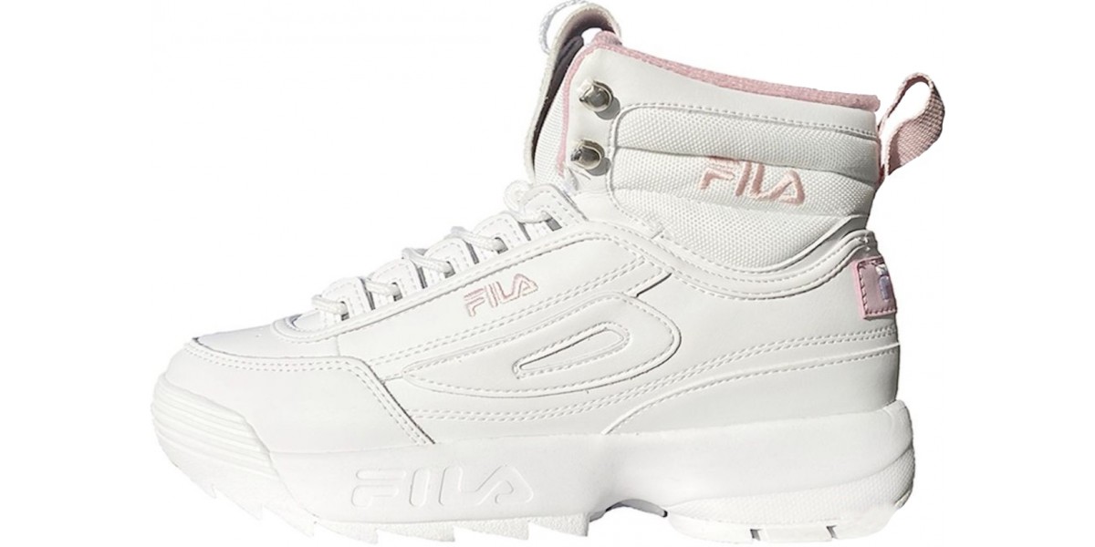 Pink white shop fila disruptor